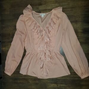 Boston Proper light pink soft cold-shoulder top size Small